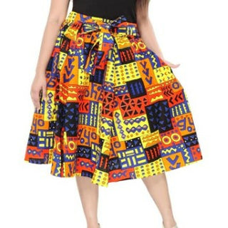 Ethnic African Midi Skirt  - Free size- STRETCH FITS M TO 3XL
