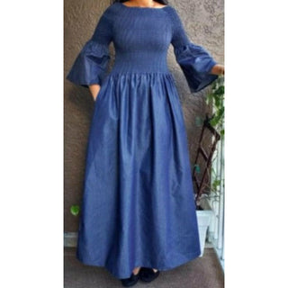 Denim Smocked Maxi Dress