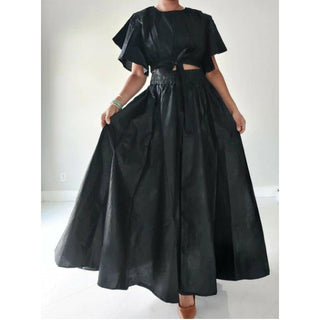 Tie up Crop Top/ Maxi Skirt Set Wax Cotton - 2 Piece Set