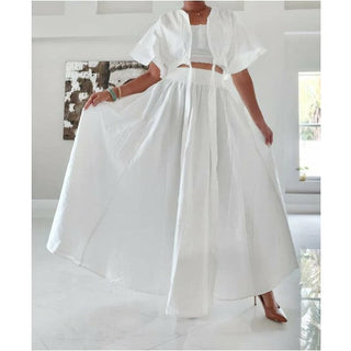 Tie up Crop Top/ Maxi Skirt Set Wax Cotton - 2 Piece Set