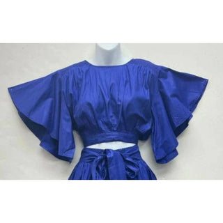 Tie up Crop Top/ Maxi Skirt Set Wax Cotton - 2 Piece Set