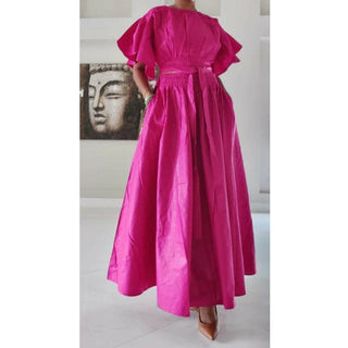 Tie up Crop Top/ Maxi Skirt Set Wax Cotton - 2 Piece Set