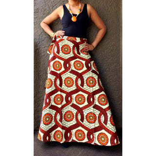 Ethnic African Print Wrap Maxi Skirt Free size
