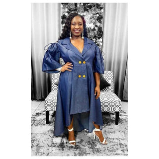 Denim High Low Coat Dress