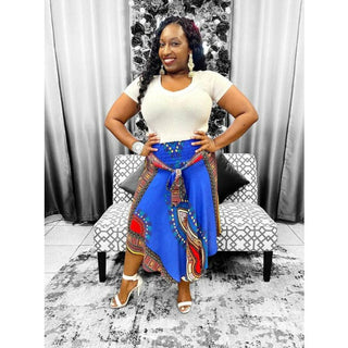 African Dashiki Print Midi Smocked Stretch Dress /Skirt/Multiple colors