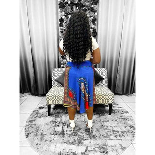 African Dashiki Print Midi Smocked Stretch Dress /Skirt/Multiple colors