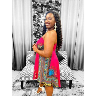 African Dashiki Print Midi Smocked Stretch Dress /Skirt/Multiple colors