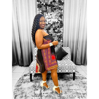 African Dashiki Print Midi Smocked Stretch Dress /Skirt/Multiple colors