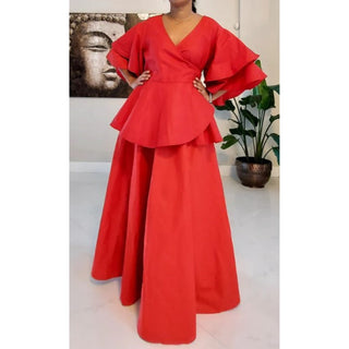 Wrap Blouse Top With Maxi Skirt / One Size Fits up to 3XL