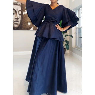 Wrap Blouse Top With Maxi Skirt / One Size Fits up to 3XL