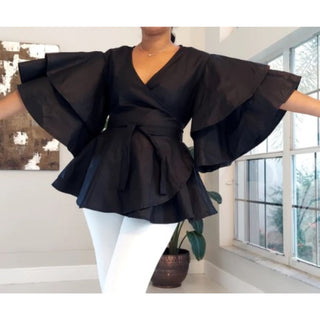 Wrap Blouse Top With Maxi Skirt / One Size Fits up to 3XL