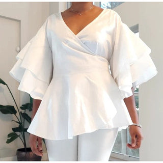 Wrap Blouse Top With Maxi Skirt / One Size Fits up to 3XL