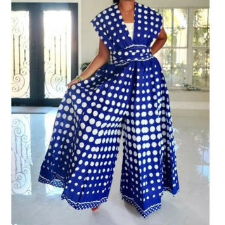 African Print Ankara Style Palazzo Wide Leg Pants Convertible Infinite Jumper Romper