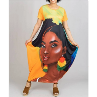 Comfortable African Queen Bubble Jersey Dress, Maxi Dress