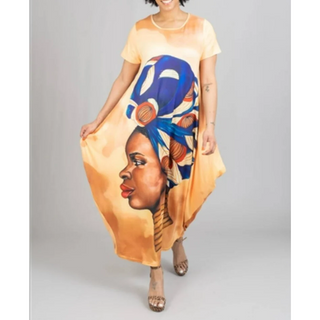 Comfortable African Queen Bubble Jersey Dress, Maxi Dress