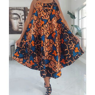 Ethnic African Print Umbrella Beach Dress Long Kaftan Loungewear Duster