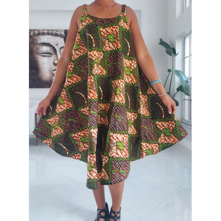 Ethnic African Print Umbrella Beach Dress Long Kaftan Loungewear Duster
