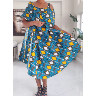 Ethnic African Print Umbrella Beach Dress Long Kaftan Loungewear Duster