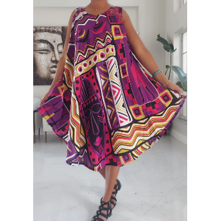 Ethnic Tribal Print Umbrella Beach Dress Long Kaftan Loungewear Duster