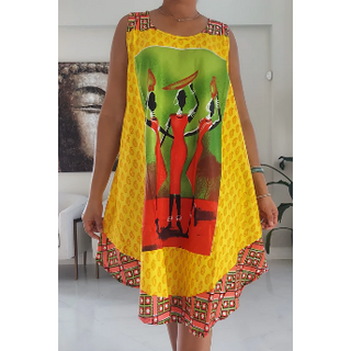 Ethnic Tribal Print Umbrella Beach Dress Long Kaftan Loungewear Duster