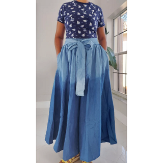 Denim Palazzo Style Wide Leg  Ombre Pants