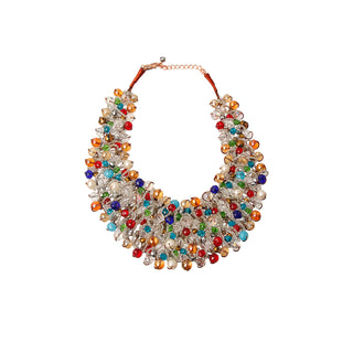 Clear Bead Copper Bib Necklace