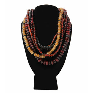 African Tribal Graduated Multi Bead Buffalo Statement Necklace