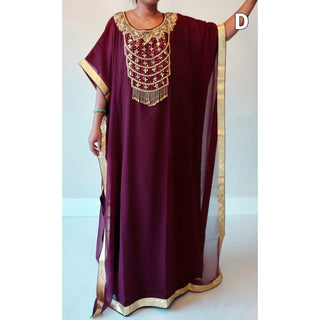 Moroccan Chiffon Kaftan Maxi Dress