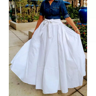 African Print Ankara Style Long Maxi Skirt with matching Sash
