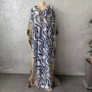 LONG White Zebra African Chiffon Kimono Kaftan Two Piece Pant Set