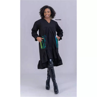 Midi Black Ruffled Dress