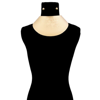 Gold Diamond Texture Metal Wide Armor Choker Set