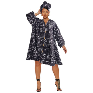 African Print Tunic Dress Coat