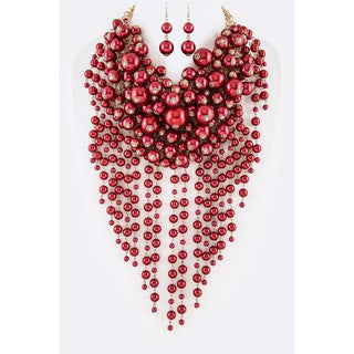 Head Turner Statement Mix Pearl Layer Necklace Set