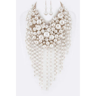 Head Turner Statement Mix Pearl Layer Necklace Set