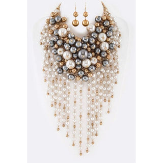 Head Turner Statement Mix Pearl Layer Necklace Set