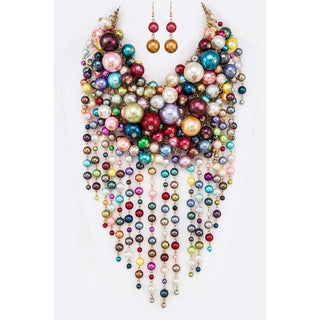 Head Turner Statement Mix Pearl Layer Necklace Set