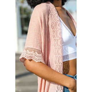 Scallop Lace Trim Kimono