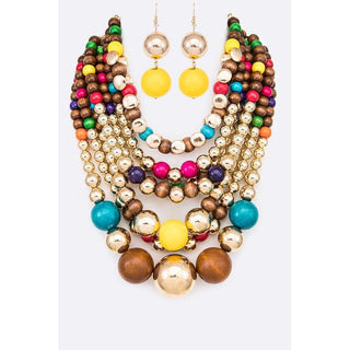 Mix Pearls Statement Layer Necklace Set