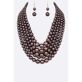 Layered Pearl Statement Necklace Set