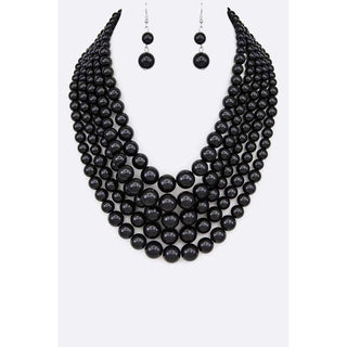 Layered Pearl Statement Necklace Set