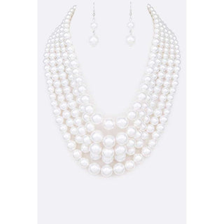 Layered Pearl Statement Necklace Set