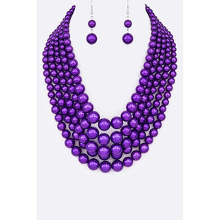 Layered Pearl Statement Necklace Set