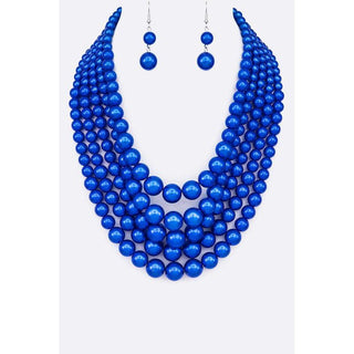 Layered Pearl Statement Necklace Set