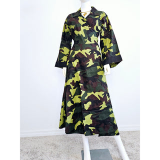 Bell Sleeve Camouflage Wrap Dress