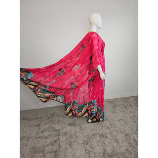 Summer African LONG Chiffon Kimono Two Piece Pant Set Long Abaya + Pants Suits Dress 1