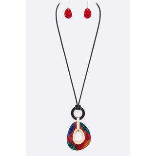 Mix Tone Large Resin Pendant Necklace Set