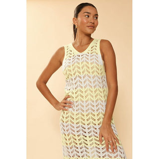 Open knit color block cover up