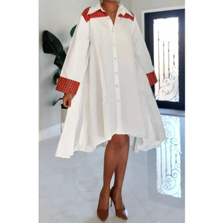 African Woman Long Tunic Midi Dress / One Size Fits M - 2XL