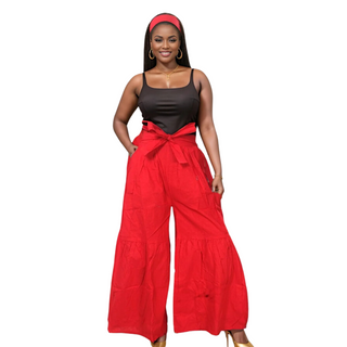 Wide Leg Palazzo Pants Red